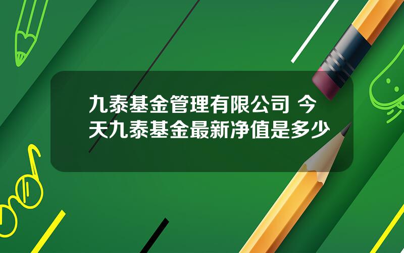 九泰基金管理有限公司 今天九泰基金最新净值是多少